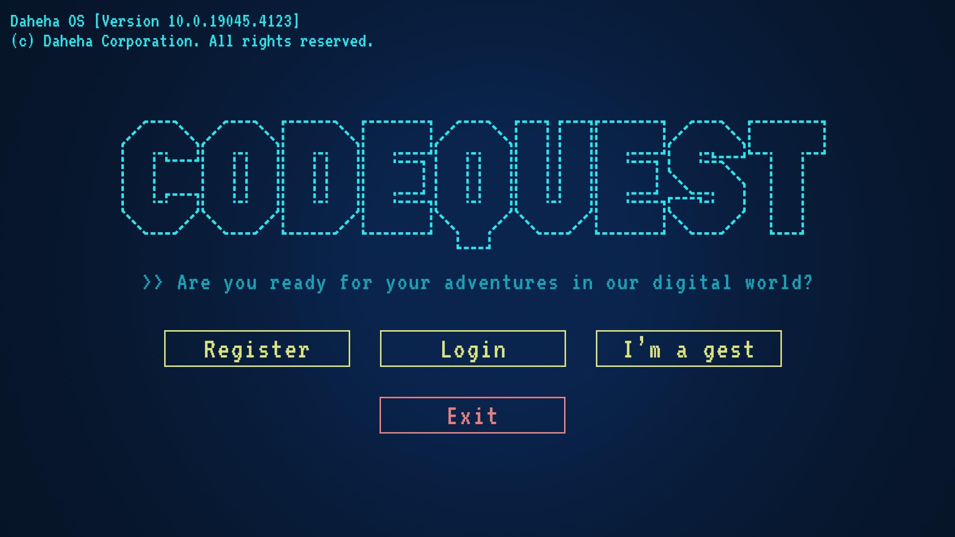 CodeQuest main menu screen